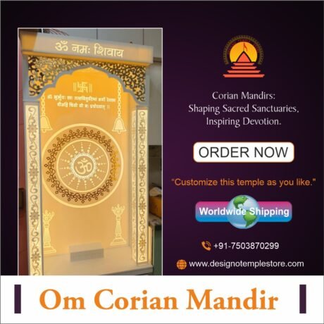 Om Corian Mandir with Backlit 1- designotemplestore.com