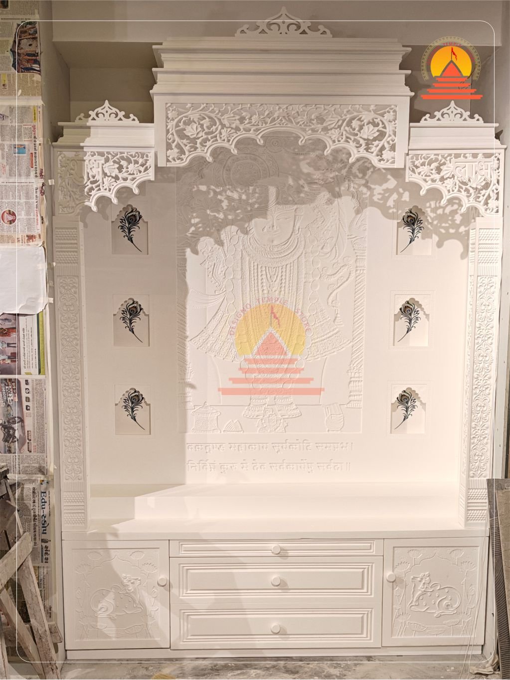 Balaji Corian Marble Mandir with light img 2- designotemplestore