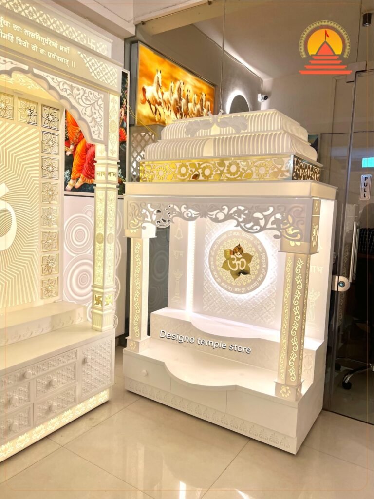 Customize Corian Marble Mandir with Backlit (4x6)