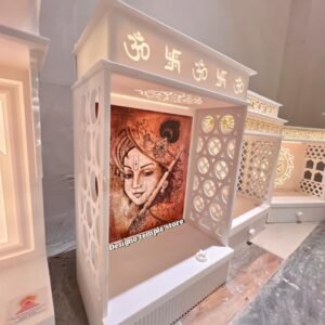 Colorful Krishna Small Corian Marble Temple with Light 3- designotemplestore