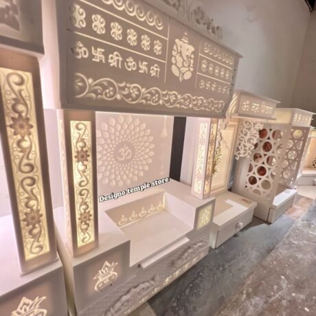 Hanging Small OM Corian Marble Temple with Light 4- designotemplestore.com