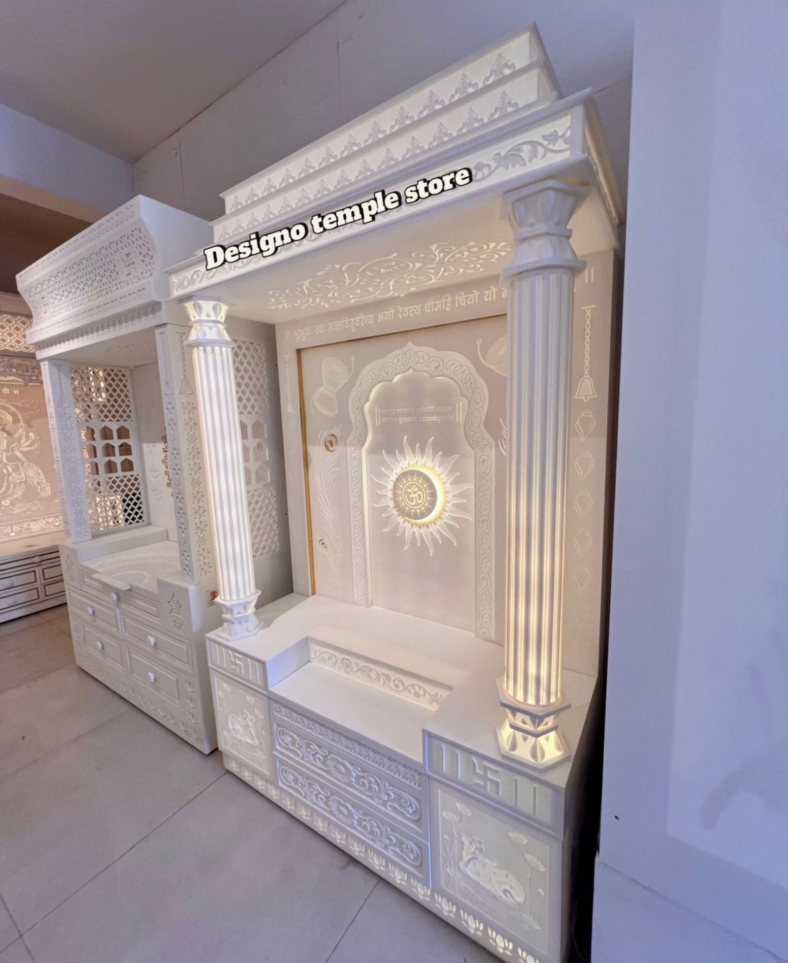 Latest Korean Temple with Lights | 2-Layer Back Panel Design- Designo ...