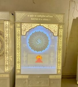 3D Layer Corian Marble Mandir with Light | Korean Mandir Manufacturer in Delhi NCR