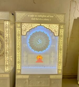 3D Layer Corian Marble Mandir with Light | Korean Mandir Manufacturer in Delhi NCR