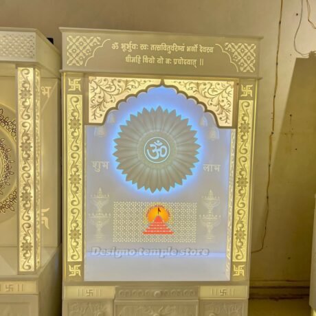 3D Layer Corian Marble Mandir with Light | Korean Mandir Manufacturer in Delhi NCR