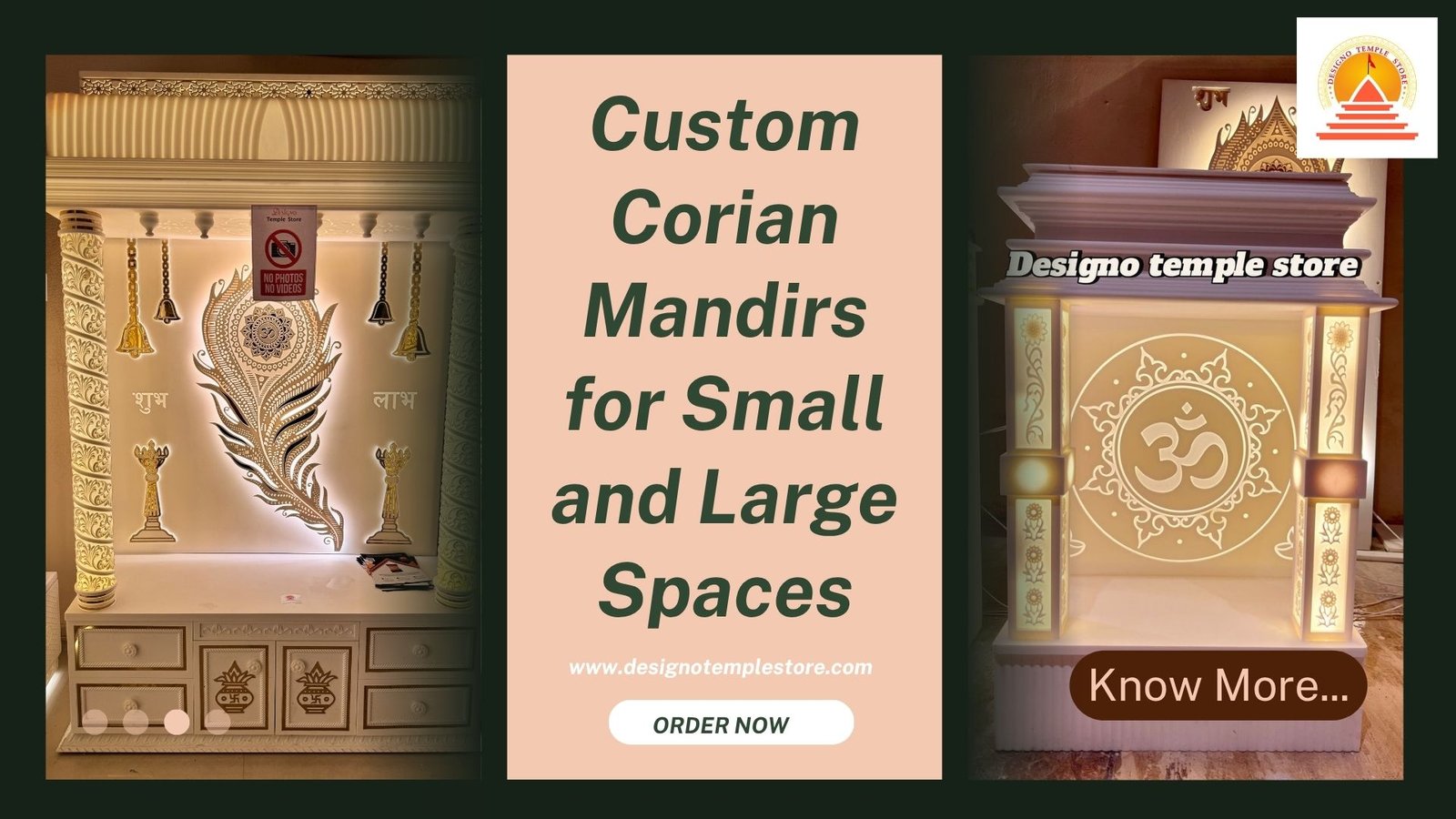 Custom Corian Mandirs for Small and Large Spaces- designotemplestore.com