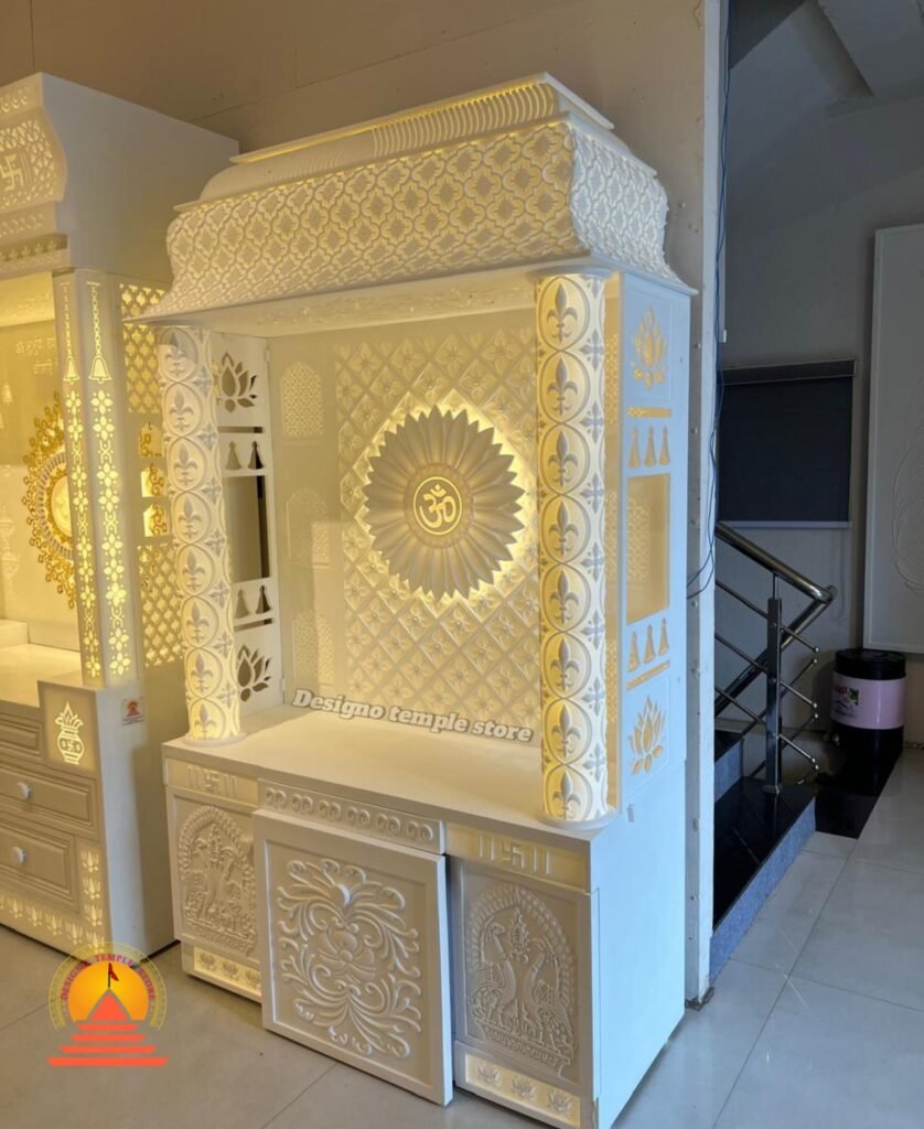 3D Layer Om Corian Mandir with Backlit 2- designotemplestore