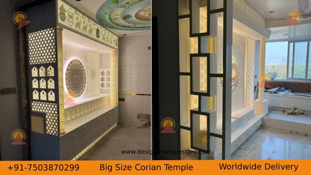 Big size corian mandir with backlit- designotemplestore.com
