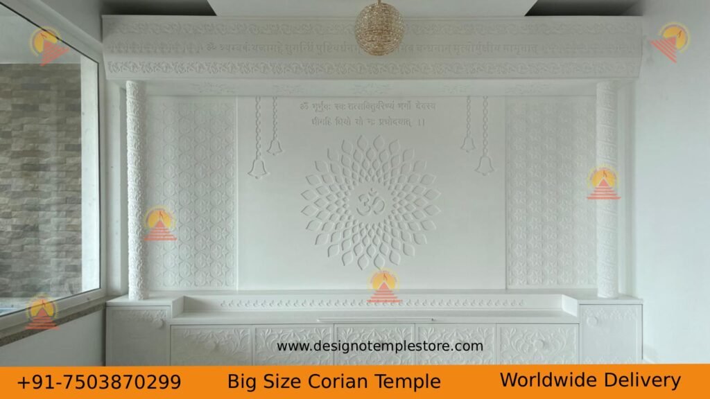 Om Big size Korian mandir with backlit 2- designotemplestore.com