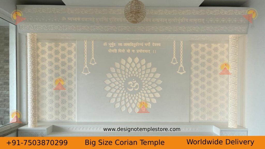 Om Big size corian mandir with backlit 1- designotemplestore.com