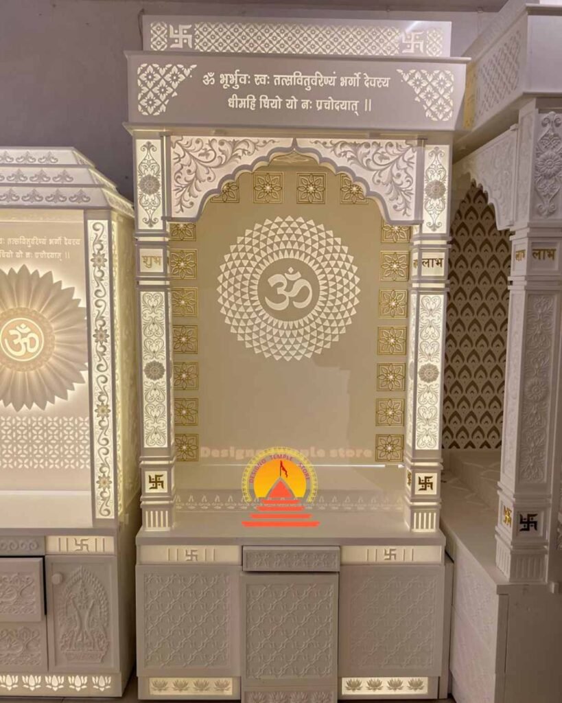 Om Modern Korian mandir with small table 1- designotemplestore.com