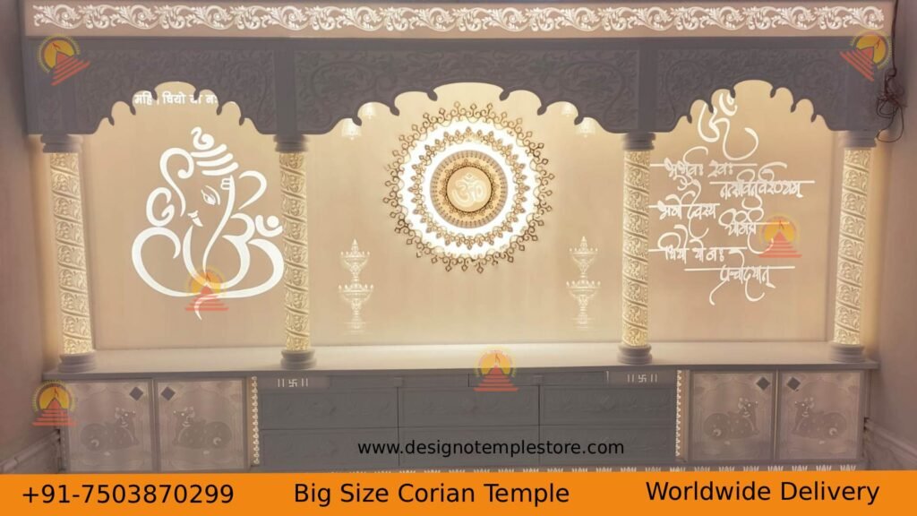 Pooja Room Big Korian mandir with backlit 1- designotemplestore.com