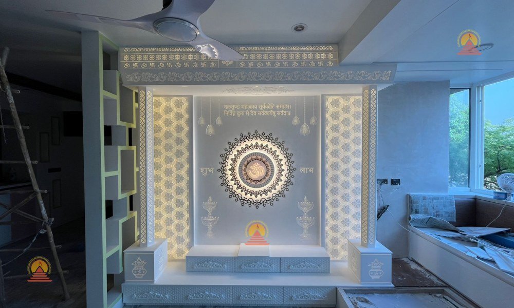 Big Size Corian mandir with light- designotemplestore