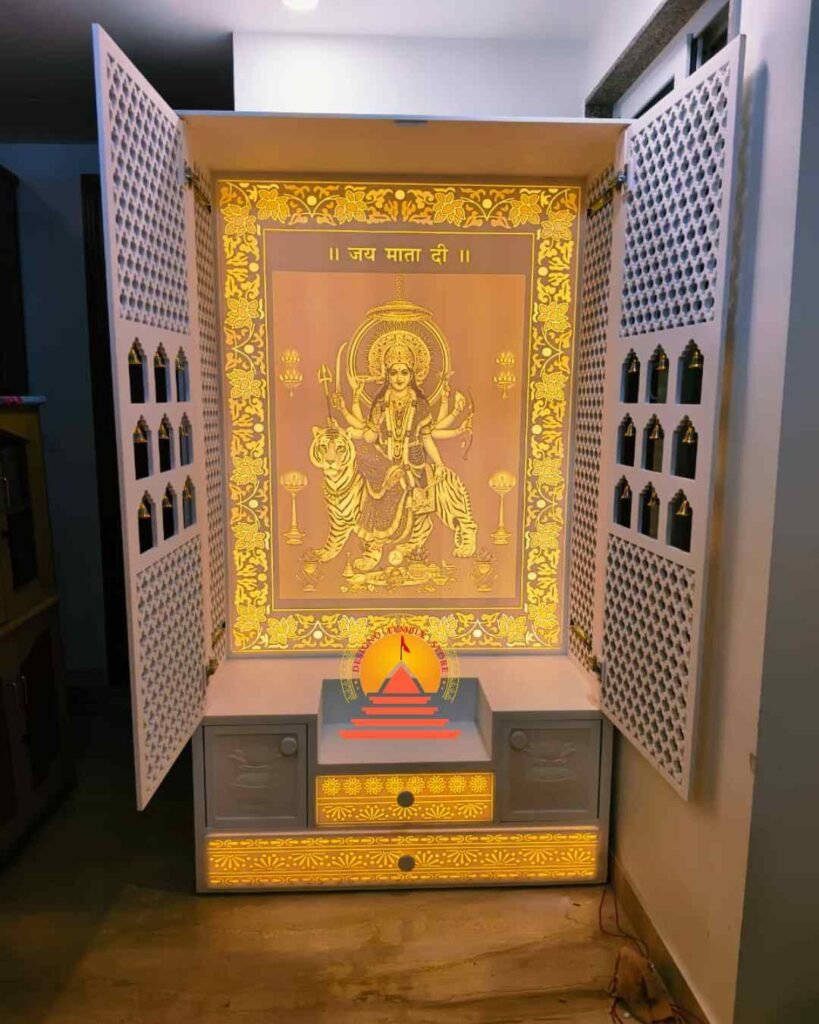 Durga Mata Corian mandir with door img1- designotemplestore.com