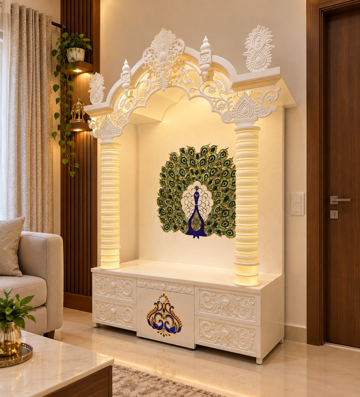Premium Corian Mandir by Designo Temple Store